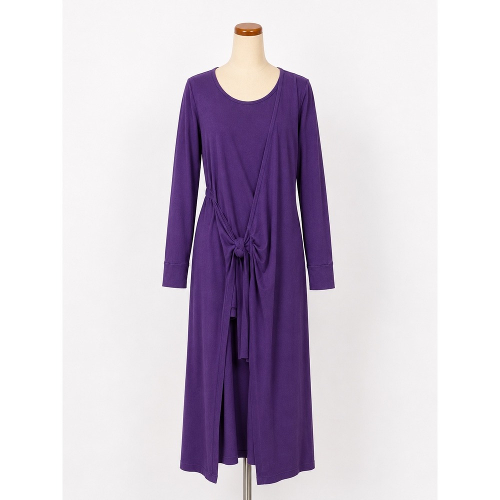NEW Free People Molly Side Tie Purple Long Sleeve Knot Front Maxi Dress Cotton L
